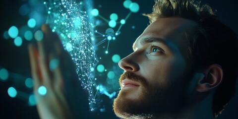 Software developer analyzing global data exchange in cloud computing environment