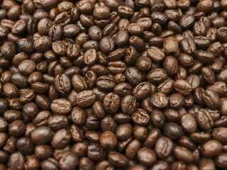 Close up of roasted coffee beans