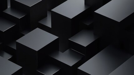 Fototapeta premium An abstract geometric composition featuring 3D-rendered blocks set against a black background.