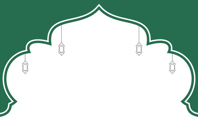 Islamic Ornamental Frame with Hanging Lanterns