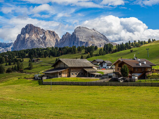 Obraz premium Seiser Alm, Italy - October.15. 2019: The landscape of Seiser Alm (Alpe di Siusi) in Italy