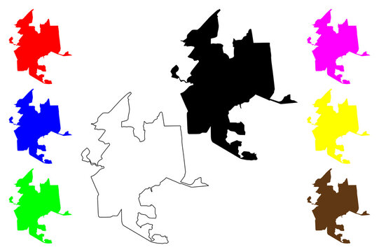 Teofilo Otoni city (Federative Republic of Brazil, Minas Gerais state) map vector illustration, scribble sketch Te&oacute;filo Otoni map