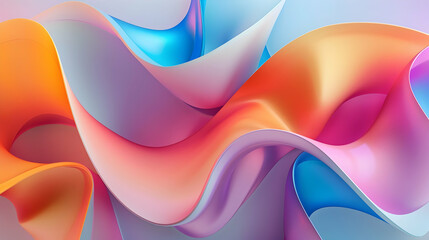 A vibrant abstract composition of flowing curves in soft pastel colors.