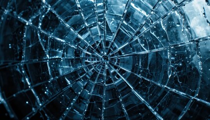 close-up of cracked glass with visible sharp edges and uneven texture