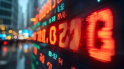 Vibrant Stock Market Display at Night