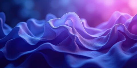 Obraz premium Exquisite ruffled fabric in a mesmerizing blend of blues and purples unfolds in rich, layered textures, showcasing hues from soft pastels to deep midnight tones, all with a captivatingly smooth feel