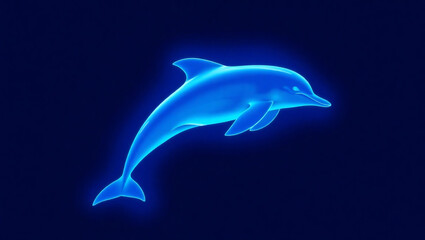 Obraz premium Neon Glowing Blue Dolphin