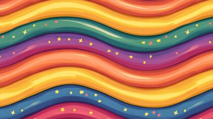 Obraz premium Rainbow waves texture background, digital illustration, for kids