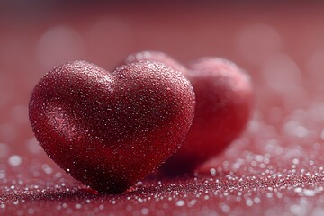 Fototapeta premium Romantic Heart-Shaped Dew-Covered Objects for Valentine's Day Design and Decoration