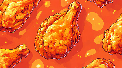 Fried chicken pattern, fast food