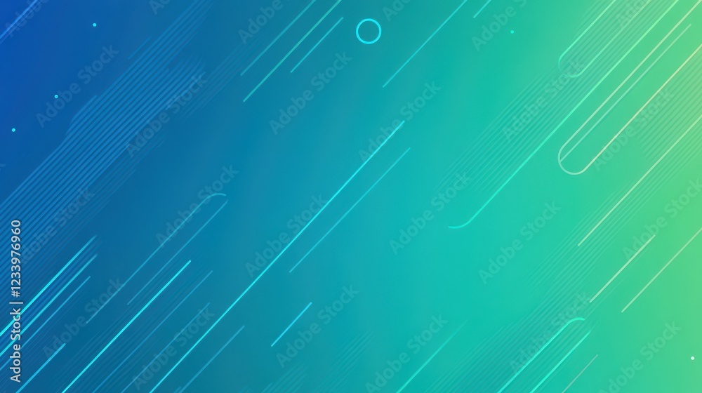 Poster an abstract grainy gradient background featuring minimalistic geometric shapes in blue and green hue