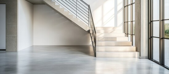 Obraz premium Modern interior with staircase and window.