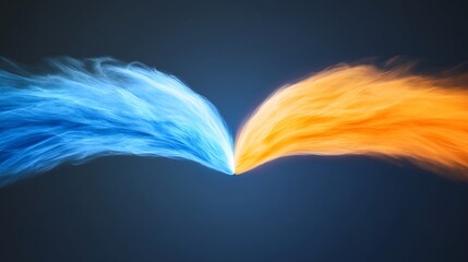 Fiery orange and icy blue swirls collide dramatically creating a vibrant contrasting energy. AI Generated