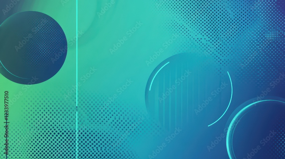 Aufkleber An abstract grainy gradient background featuring minimalistic geometric shapes in blue and green hues. 