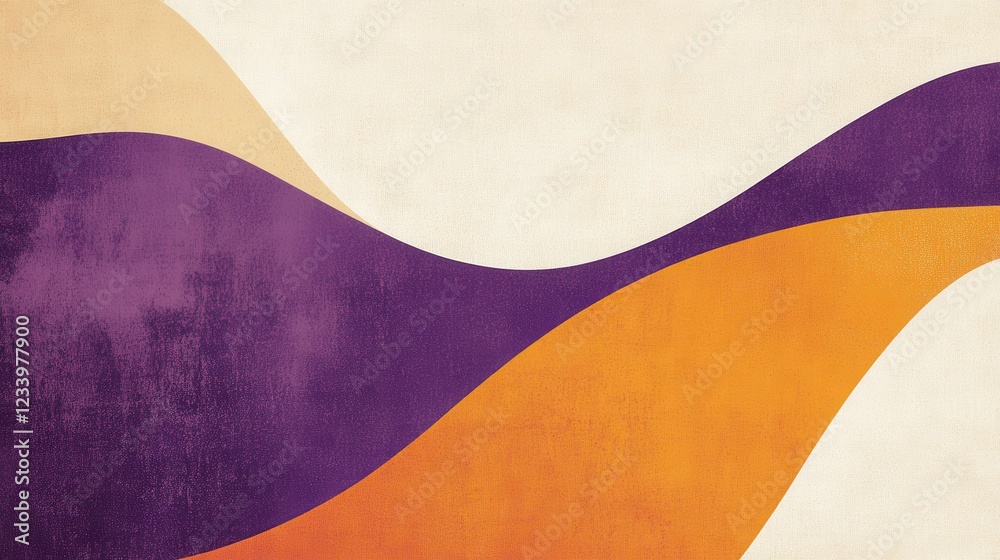 Aufkleber an abstract grainy poster background featuring a blend of purple, orange, and beige with a noise tex