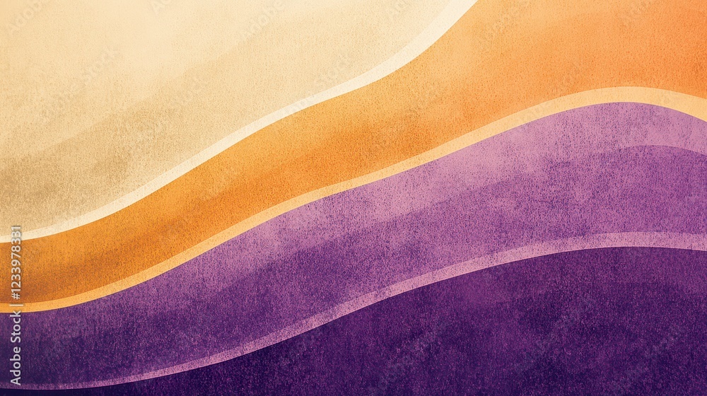 Aufkleber an abstract grainy poster background featuring a blend of purple, orange, and beige with a noise tex