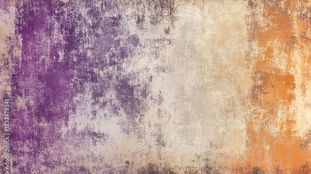 Aufkleber an abstract grainy poster background featuring a blend of purple, orange, and beige with a noise tex