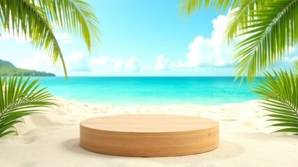 wooden pedestal against the sea standing on a sandy beach