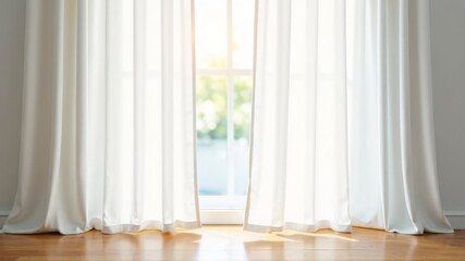 wide windows with white curtains in a well-lit room