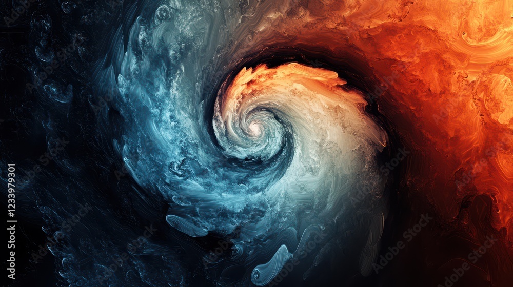Fototapete An abstract poster design featuring a color swirl vortex with a grainy background and noise texture.