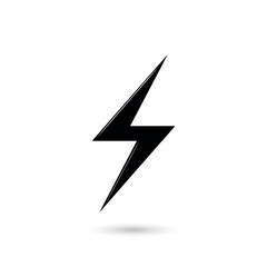 Black Lightning Bolt Icon with Shadow