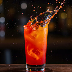 cocktail in a glass with splashes