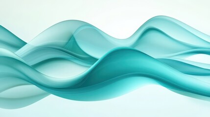 Fototapeta premium An abstract satin turquoise sea waves design featuring smooth curves and soft shadows on a clean, modern background.