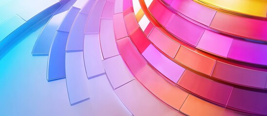 Obraz premium Multicolored circular tiles curve in an abstract design.