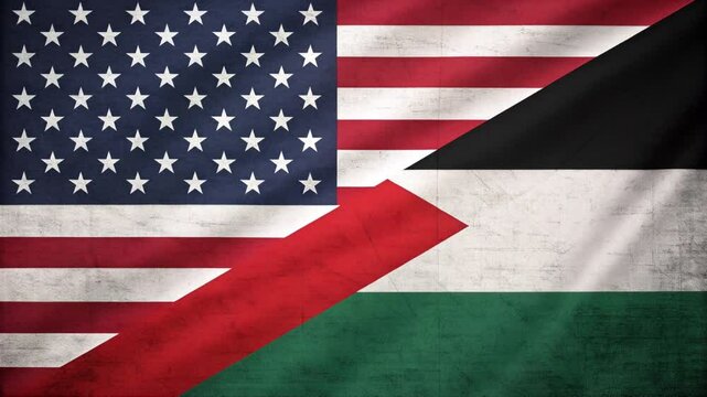 American flag and Palestinian Flag Together implying their relationship 