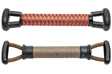 Two antique wooden training tools isolated with transparent background