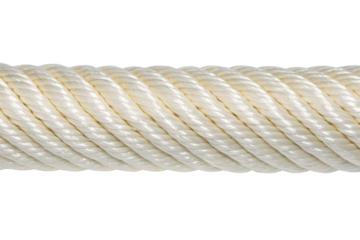Thick white nylon rope isolated with transparent background