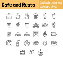 Cafe and Resto Collection Icon Set Lineart Style