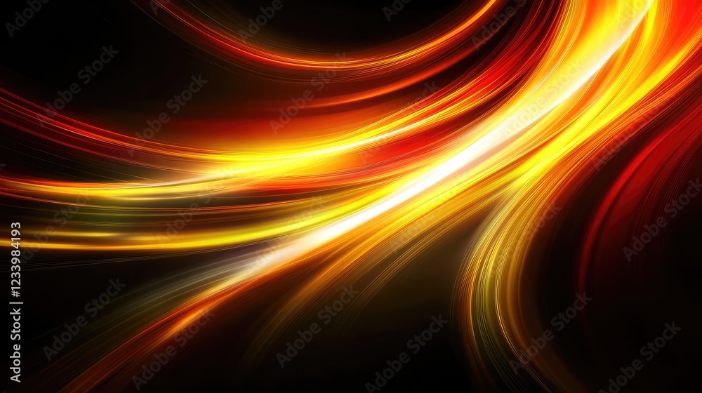 Poster abstract futuristic energy lines flowing across a dark background, creating a dynamic high-tech wave