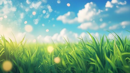 green grass and blue sky