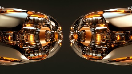 Abstract robotics design with seamless integration of digital machinery, glowing robotic components, and sleek metallic surfaces for copy space.