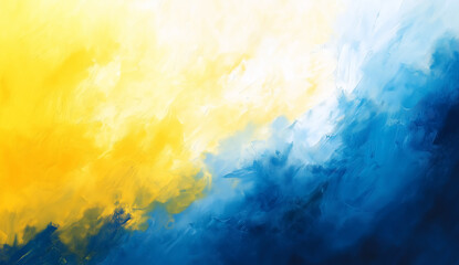 Yellow and Blue Abstract Paint - Dynamic Brushstroke Background