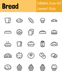 Bread Collection Icon Set Lineart Style