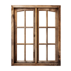 Obraz premium wooden window frame isolated on transparent white background, clipping path