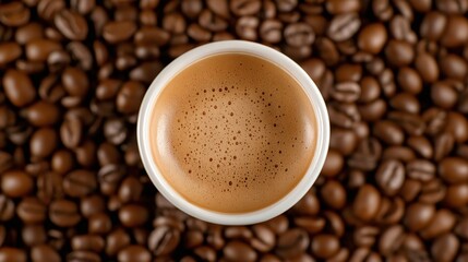 Fototapeta premium cup of coffee with beans background 