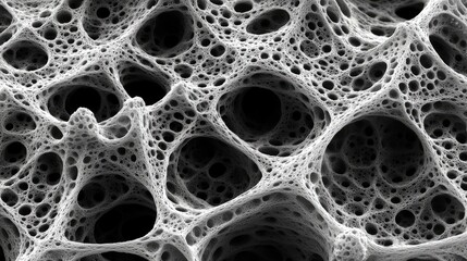 Close-up of microscopic nanostructures with intricate geometric patterns and fine details, showcasing cutting-edge nanotechnology, with clear space for text or design elements.