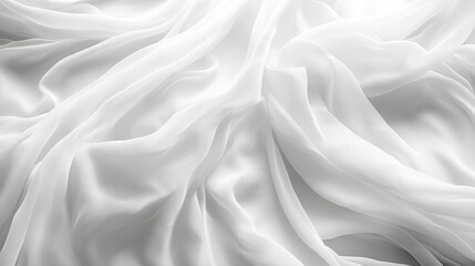 Obraz premium An elegant white silk wave drapery creates a flowing, abstract background with a smooth, textured appearance. The gentle undulations of the fabric evoke a sense of grace and sophistication.