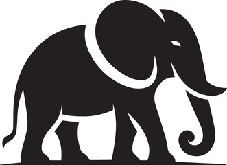 Fototapeta premium Elephant silhouette black and white vector icon