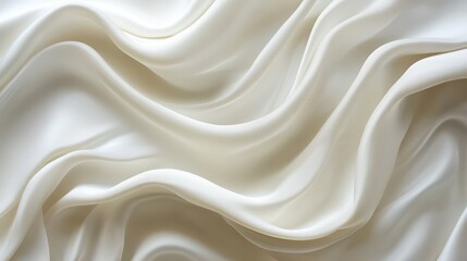 Obraz premium An elegant white silk wave drapery creates a flowing, abstract background with a smooth, textured appearance. The gentle undulations of the fabric evoke a sense of grace and sophistication.
