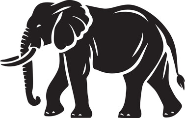 Fototapeta premium Elephant silhouette black and white vector icon