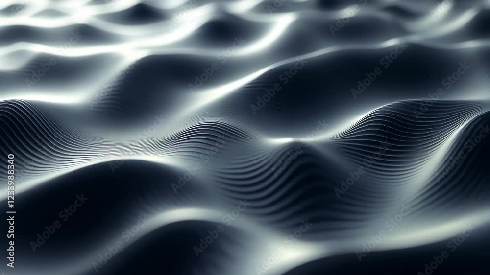 Poster dynamic abstract waves creating mesmerizing flowing curves with pulsating light effects