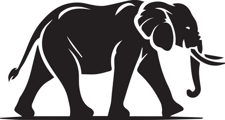 Fototapeta premium Elephant silhouette black and white vector icon
