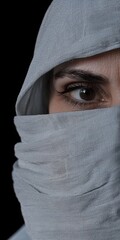 Fototapeta premium Cultural authenticity in portrait studio setting human subject close-up view emotional expression