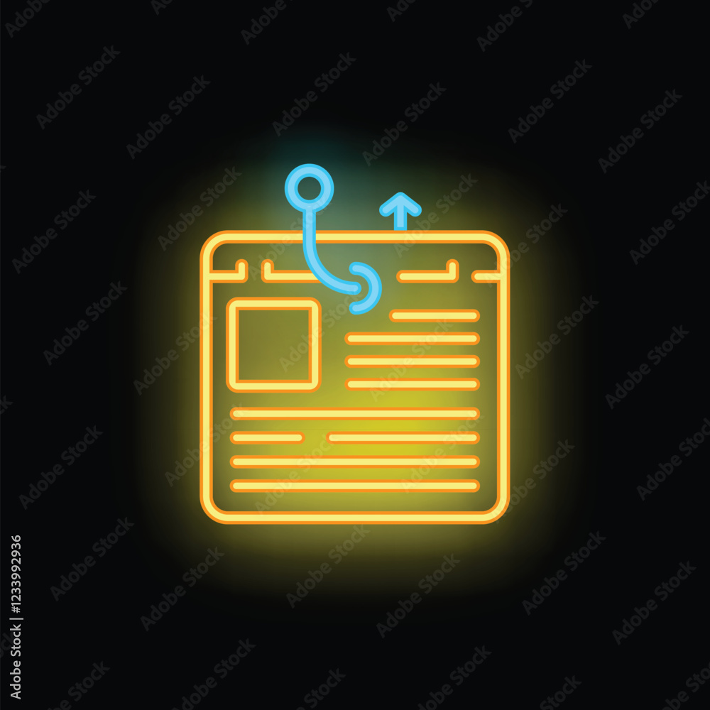Aufkleber neon icon of a web design wireframe being adjusted, representing the process of user interface - ui 