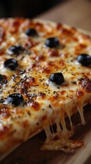 Pizza with Olives: Delicious Cheese Pull