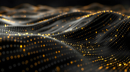 Abstract representation of waves with glowing particles, evoking a sense of depth and movement.